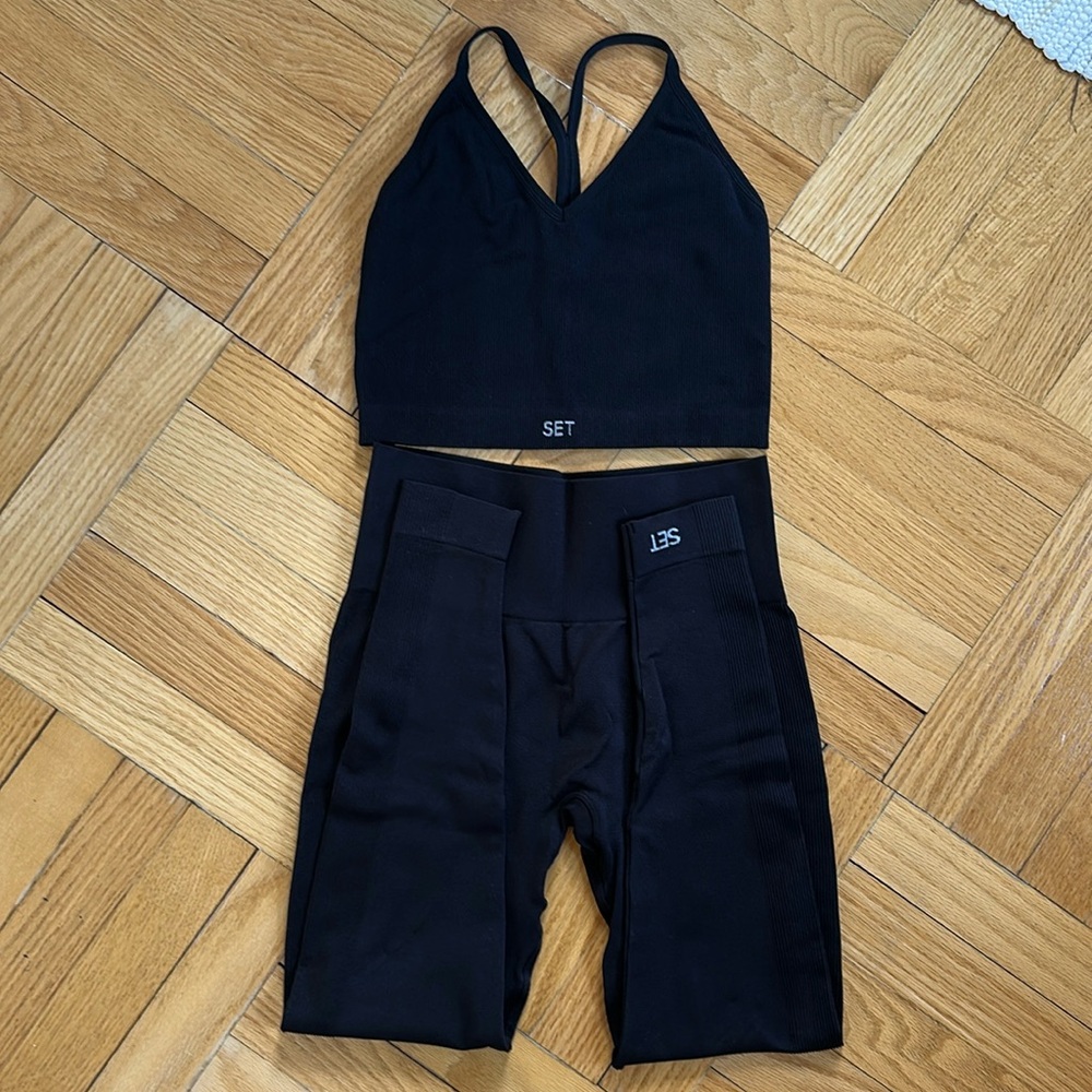 Set active sculptflex ribbed set, M, black
